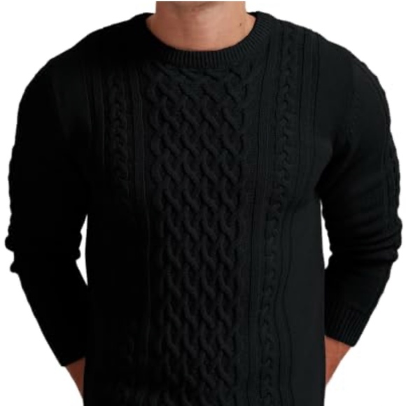 Selected Femme/Homme Cable knit Sweater Chunky Black Turtleneck Cotton blend M - Picture 1 of 14
